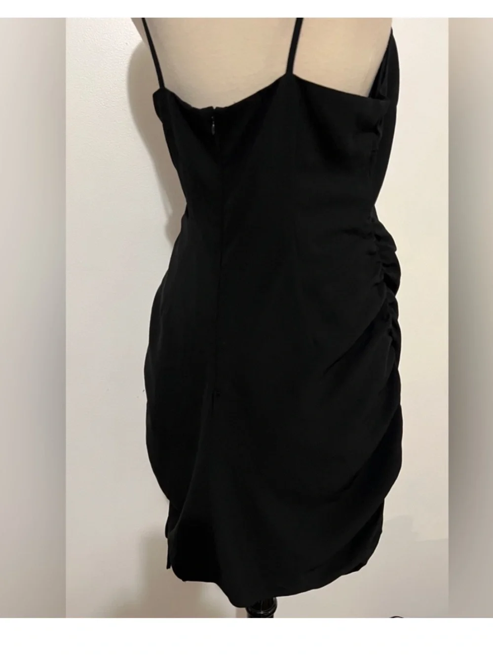 The East Order Gia Black Ruched Strappy Mini Dress Size L